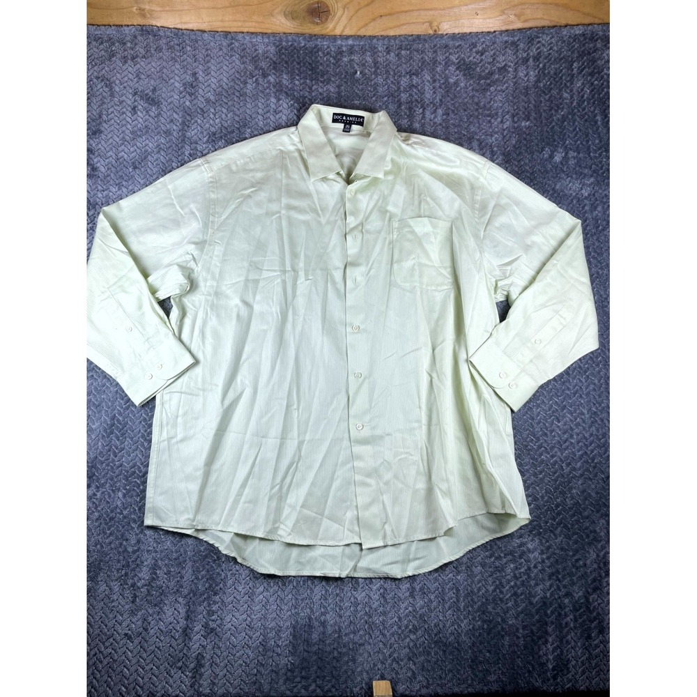 Doc & Amelia Premier Dress Shirt Mens 18.5 34-35 Green Long Sleeve Formal Wear